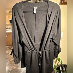 Cable & Gauge Woman Drawstring Black Cotton Jacket Size 1X